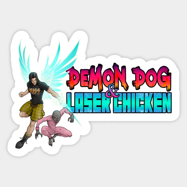 Demon Dog and Laser Chicken - Horizontal Sticker by JRobinsonAuthor